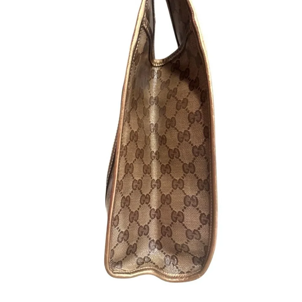 Gucci GG Crystal Beige Brown Canvas Gold Leather Trim Medium Joy Shoulder Bag - Picture 2 of 13